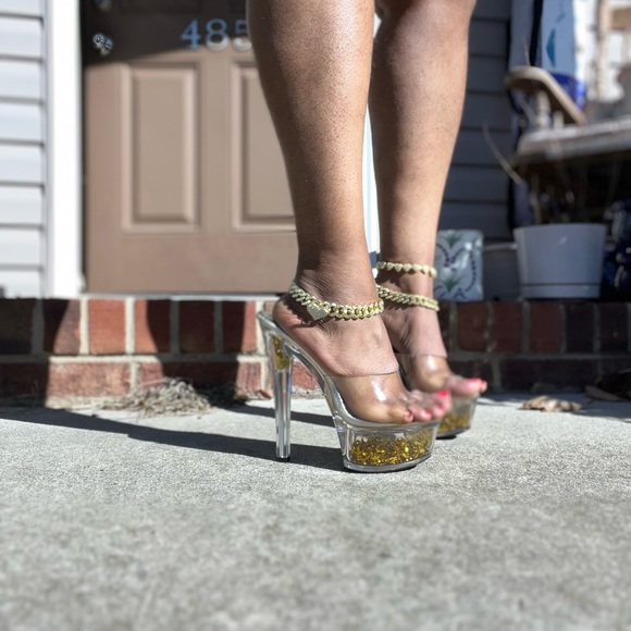 Mini Love Heart Cuban Chain Anklet Inlaid Shiny Rhinestone Anklet gold - Picture 5 of 7